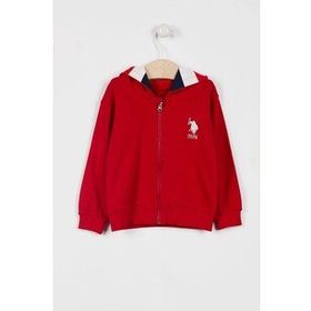 U.S. Polo Assn. Lisanslı Striped Kırmızı Erkek Bebek Kapüşonlu Hırka