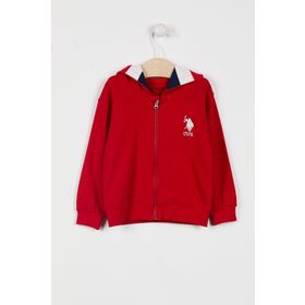 U.S. Polo Assn. Lisanslı Striped Kırmızı Erkek Bebek Kapüşonlu Hırka