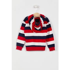U.S. Polo Assn. Lisanslı Striped Krem Erkek Bebek Kapüşonlu Hırka
