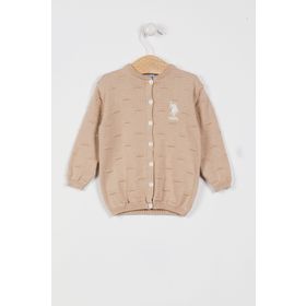 U.S. Polo Assn. Lisanslı Triko Camel Bebek Hırka