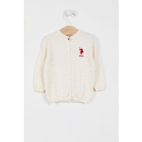 U.S. Polo Assn. Lisanslı Triko Krem Bebek Hırka