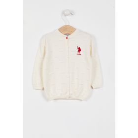 U.S. Polo Assn. Lisanslı Triko Krem Bebek Hırka