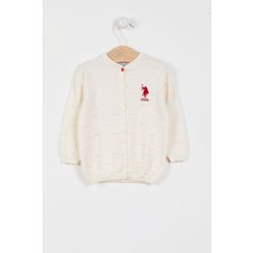U.S. Polo Assn. Lisanslı Triko Krem Bebek Hırka