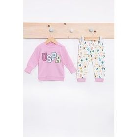 U.S. Polo Assn. Toz Pembe Kız Bebek Uzun Kollu Takım