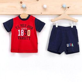 U.S. Polo USB266 Kırmızı 2'li Erkek Bebek Kısa Kol Takım