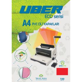 Uber A4 100 Adet Opak Kırmızı PVC Cilt Kapakları