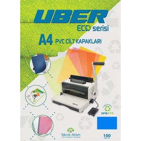 Uber A4 100 Adet Opak Mavi PVC Cilt Kapakları
