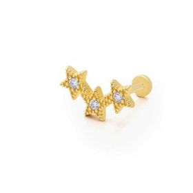 Üç Yıldız Model Taşlı Tragus Piercing