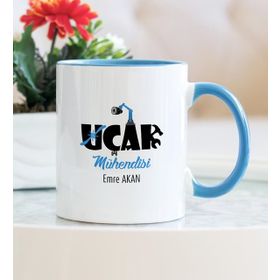 Uçak Mühendisi Mavi Kupa Bardak