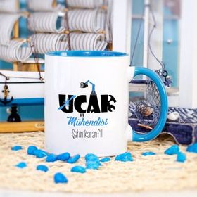 Uçak Mühendisi Mavi Kupa Bardak