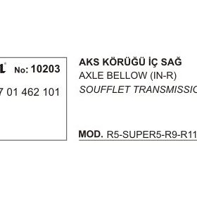 Üçel 10203 Renault R9 İç Sağ Aks Körüğü