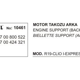 Üçel 10461 Renault Clio Arka Motor Takozu