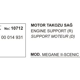 Üçel 10712 Renault Megane Megane II Scenic II Sağ Motor Takozu