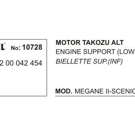 Üçel 10728 Renault Modus Megane II Scenic II 1.9 DCI 2.0-16V Alt Motor Takozu
