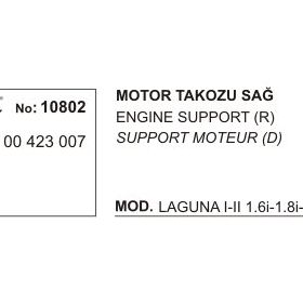 Üçel 10802 Renault Laguna I II Sağ Motor Takozu
