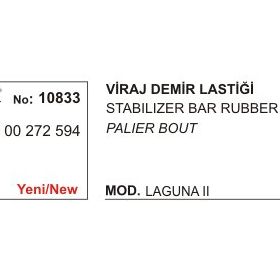 Üçel 10833 Renault Laguna Viraj Demir Lastiği