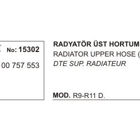 Üçel 15302 Renault Clio R9 R11 Vidalı Dizel Üst Radyatör Hortumu