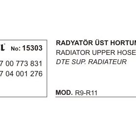 Üçel 15303 Renault R9 R11 Vidalı Üst Radyatör Hortumu