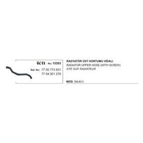 Üçel 15303 Renault R9 R11 Vidalı Üst Radyatör Hortumu