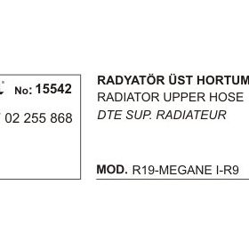 Üçel 15542 Renault Megane Megane R19 1.6 Enjektörlu Üst Radyatör Hortumu