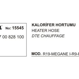 Üçel 15545 Renault R19 Kalorifer Hortumu