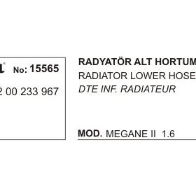 Üçel 15565 Renault Megane Alt Radyatör Hortumu