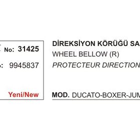 Üçel 31425 9945837 Fiat Ducato Boxer Jumper Sağ Direksiyon Körüğü
