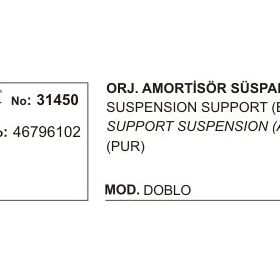 Üçel 31450 Fiat Doblo Arka Amortisör Takozu