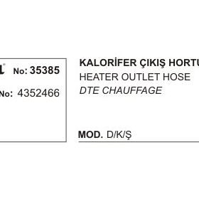 Üçel 35385 4352466 Fiat M131 DKS Çıkış Kalorifer Hortumu