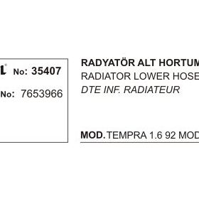 Üçel 35407 Fiat Tempra Tipo 1.4 1.6 Karbüratörlü AC 90 96 765 Alt Radyatör Hortumu