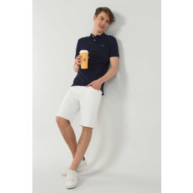 Ucla Lake Polo Yaka Nakışlı Lacivert Erkek T-shirt