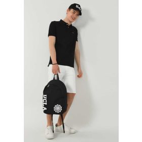 Ucla Siyah Lake Polo Yaka Nakışlı Erkek T-shirt