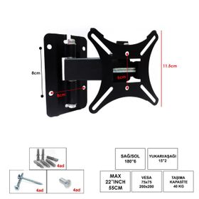 Ufix 22KH Hareketli 22 İnç 55 cm Tek Kol Kelebek Hareketli Askı Aparatı