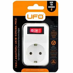 Ufo Beyaz 3500 W 16 A Tekli Akım Korumalı Anahtarlı Priz