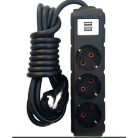 Ufo UFO0009-USB Siyah 1.5 m 2 USB'li 3'lü Anahtarlı Akım Korumalı Grup Priz