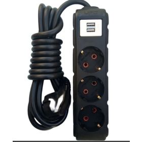 Ufo UFO0009-USB Siyah 1.5 m 2 USB'li 3'lü Anahtarlı Akım Korumalı Grup Priz