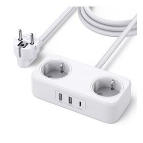 Ugreen 1.8 mt Type-C USB Çıkışlı 2'li Akım Korumalı Grup Priz