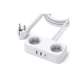 Ugreen 1.8 mt Type-C USB Çıkışlı 2'li Akım Korumalı Grup Priz