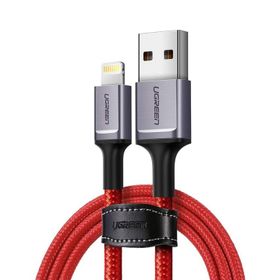 Ugreen 1 mt Kırmızı USB To Lightning İphone Örgülü Data ve Şarj Kablosu