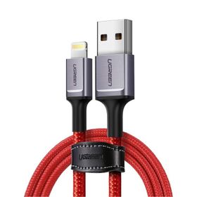 Ugreen 1 mt Kırmızı USB To Lightning İphone Örgülü Data ve Şarj Kablosu