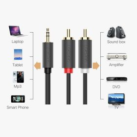 Ugreen 2 RCA 3.5 mm 5 m Aux Ses Kablosu
