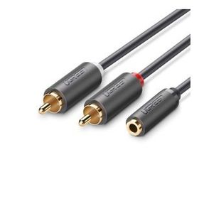 Ugreen 3.5 mm 1 m Jack Girişli Aux to 2 RCA Ses Aktarma Kablosu
