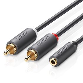 Ugreen 3.5 mm 1 m Jack Girişli Aux to 2 RCA Ses Aktarma Kablosu