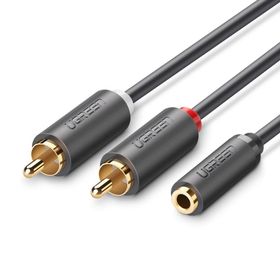 Ugreen 3.5 mm 1 m Jack Girişli Aux to 2 RCA Ses Aktarma Kablosu
