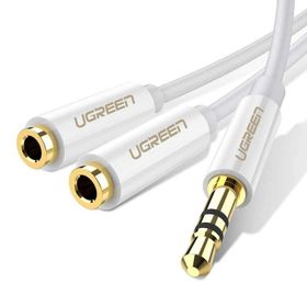 Ugreen 3.5 mm Beyaz Aux Stereo Kulaklık Çoklayıcı Kablo