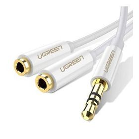 Ugreen 3.5 mm Beyaz Aux Stereo Kulaklık Çoklayıcı Kablo