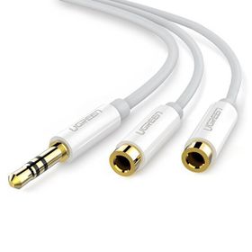 Ugreen 3.5 mm Beyaz Aux Stereo Kulaklık Çoklayıcı Kablo