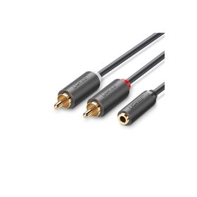 Ugreen 3.5 mm Jack Girişli Aux to 2 RCA Ses Aktarma Kablosu