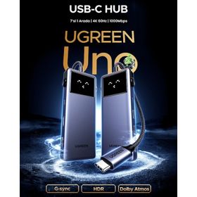 Ugreen 45155 7in1 Type-C 1xUSB-C 100W PD TF Port Çoklayıcı Hub