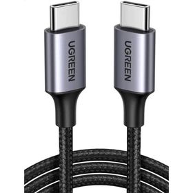 Ugreen 50150 1 mt Siyah USB-C 60W 3A QC PD Örgülü Hızlı Şarj Kablosu